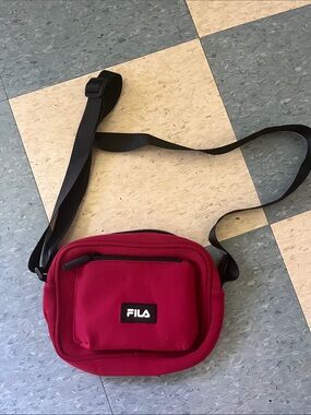 FILA Burgundy Sling Bag with Black Strap